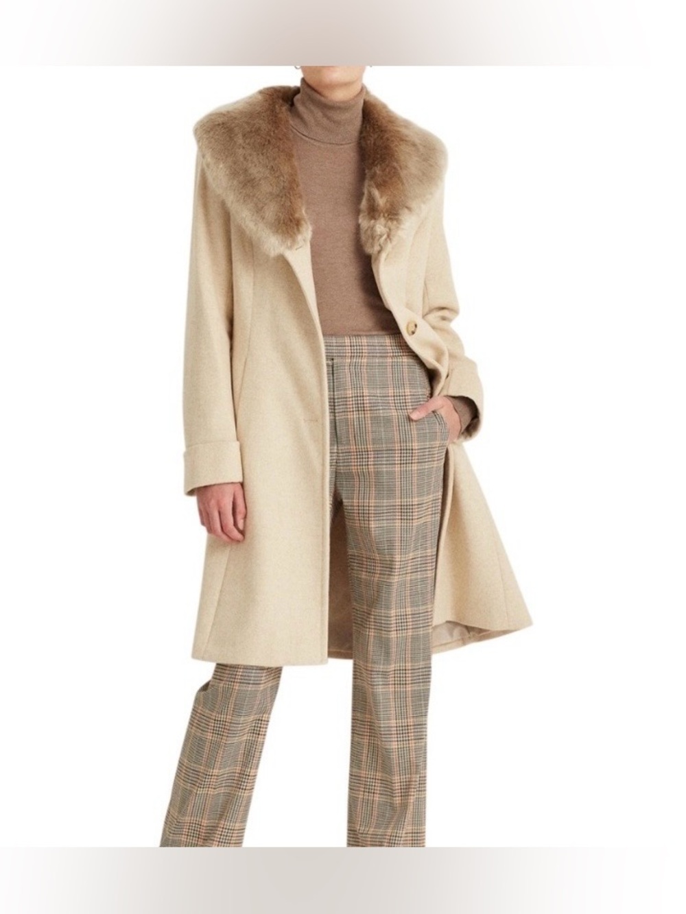 💖NWT💖 Lauren Ralph Lauren Faux-Fur-Collar Fit & Flare Coat, Size 10